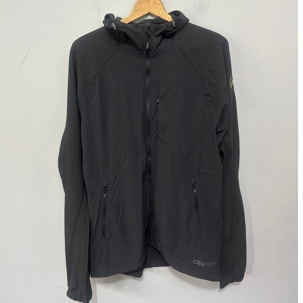 Outdoor Research Jacket Mens Large Black Ferrosi Hooded Full Zip Lightweight